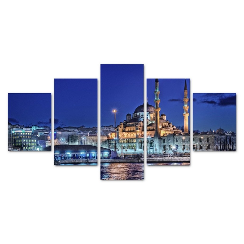 Artes - 5 Panel Wall Art Landscape Painting Print en la Lona para la decoración del hogar Regalo de la decoración estirado por el Marco de Madera Listo para Colgar,Size B
