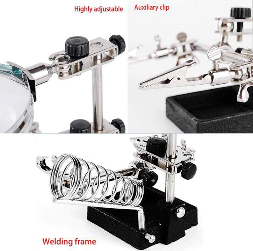 Lente d'ingrandimento da tavolo 10x, con morsetto e supporto per saldatore, regolabile, multifunzione, per gioielli, hobby, officina, Lucky Star