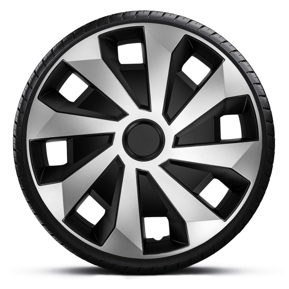 AutoStyle Juego de 4 Tapacubos Volvano-Van 16 Pulgadas Plateado/Negro (esférico)