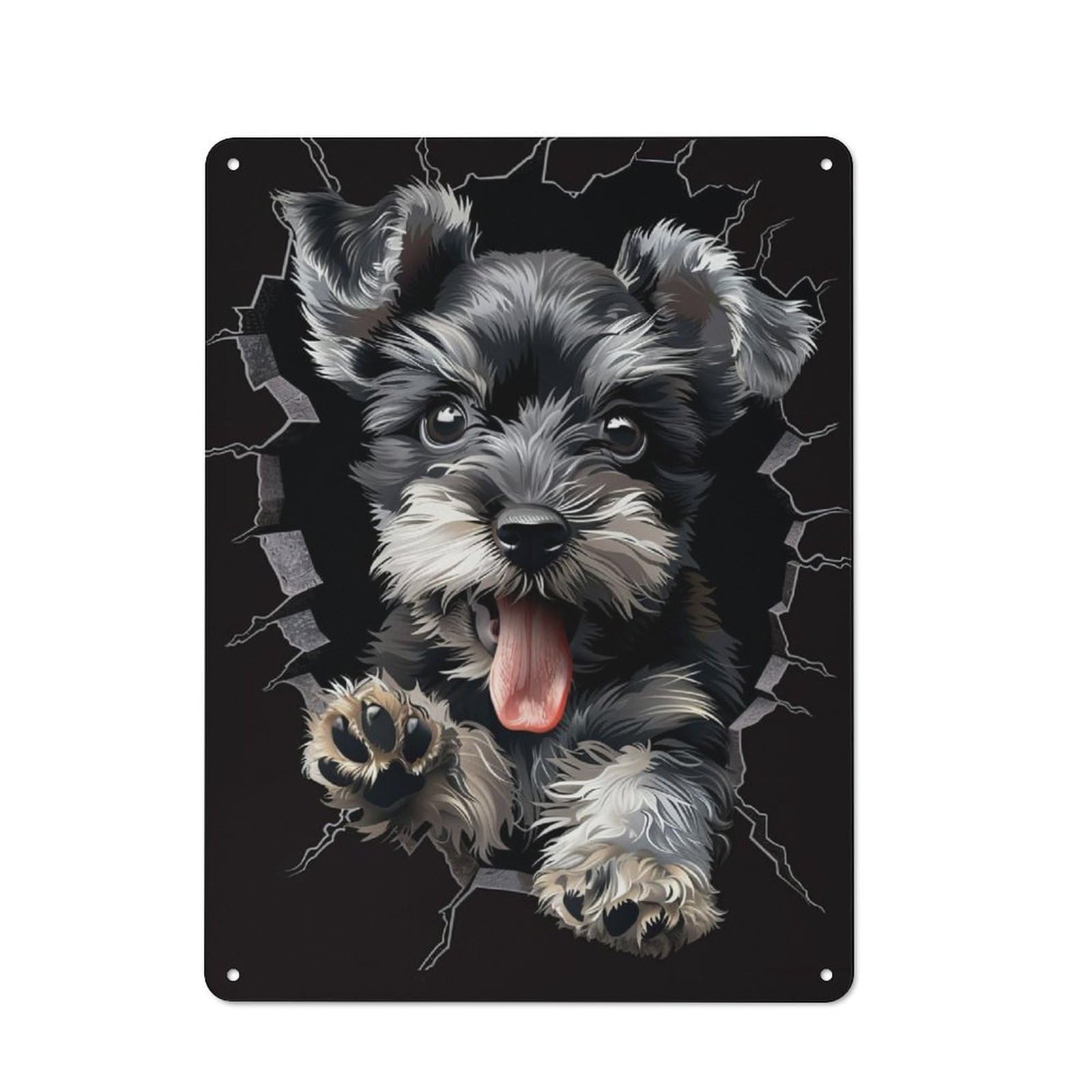 Junmoney Miniature Schnauzer Vintage Tin Sign 40X30cm With For Garage Or Workshop, For Kitchen, Dining Room And Home Bar Wall Decor