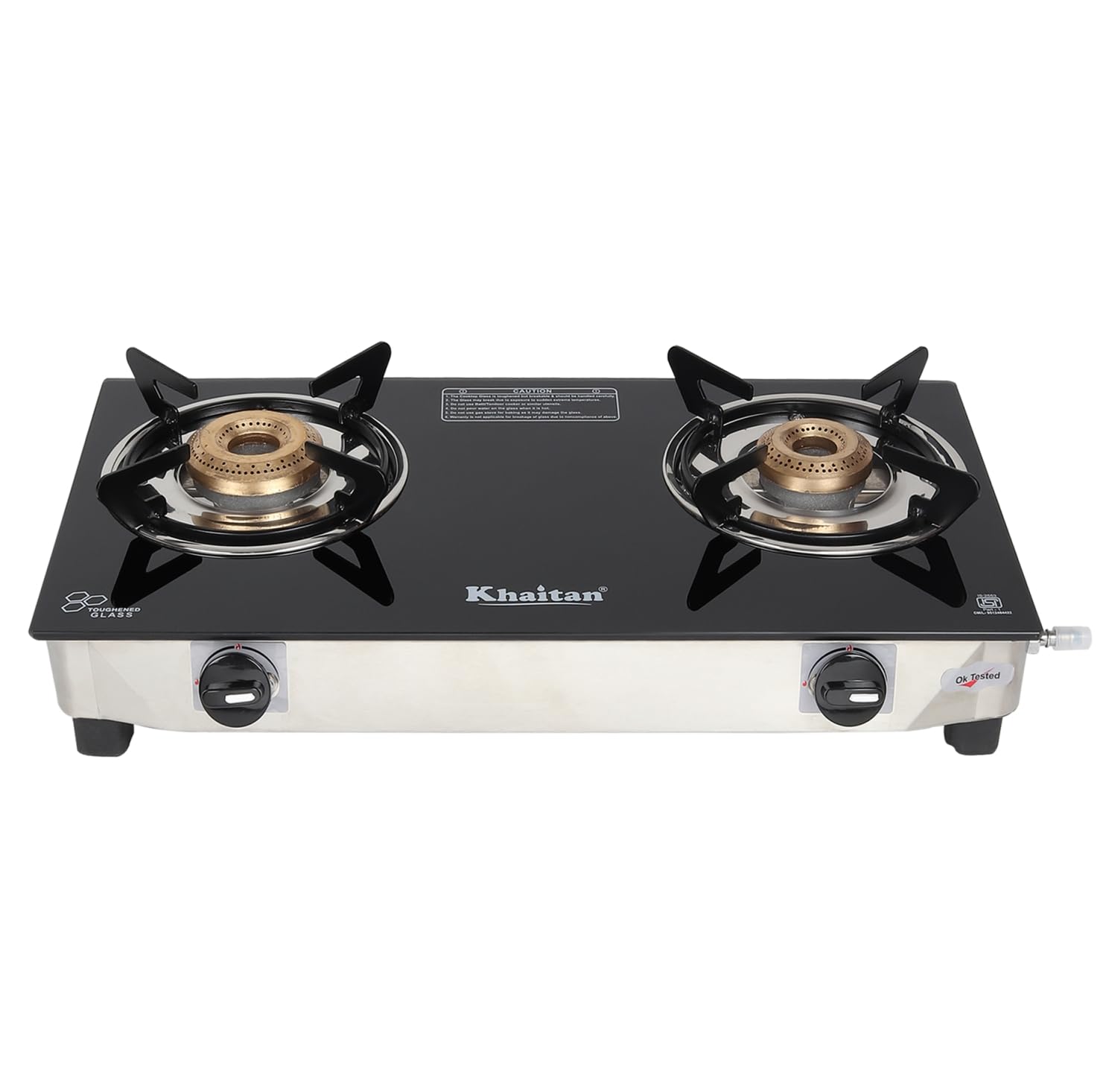 Khaitan 2 Burner Nano Black Stainless Steel | LPG Cooktop I Manual Ignition Stove| Ergonomic Knob | with 1 Year Warranty | Pan India Service | LP…