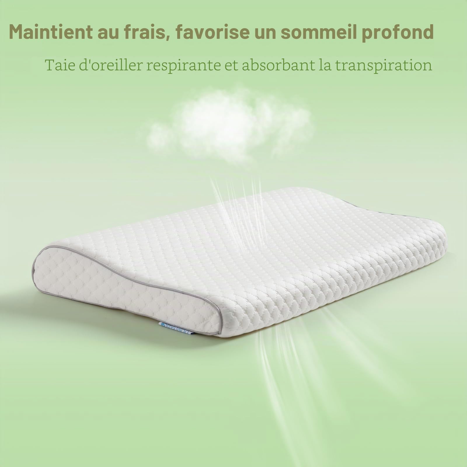 Coussin ergonomique en mousse à mémoire de forme pour enfant de 3 à 10 ans - Avec housse en coton Öko-Tex - 30 x 51 x 4/6 cm - 2 hauteurs différentes