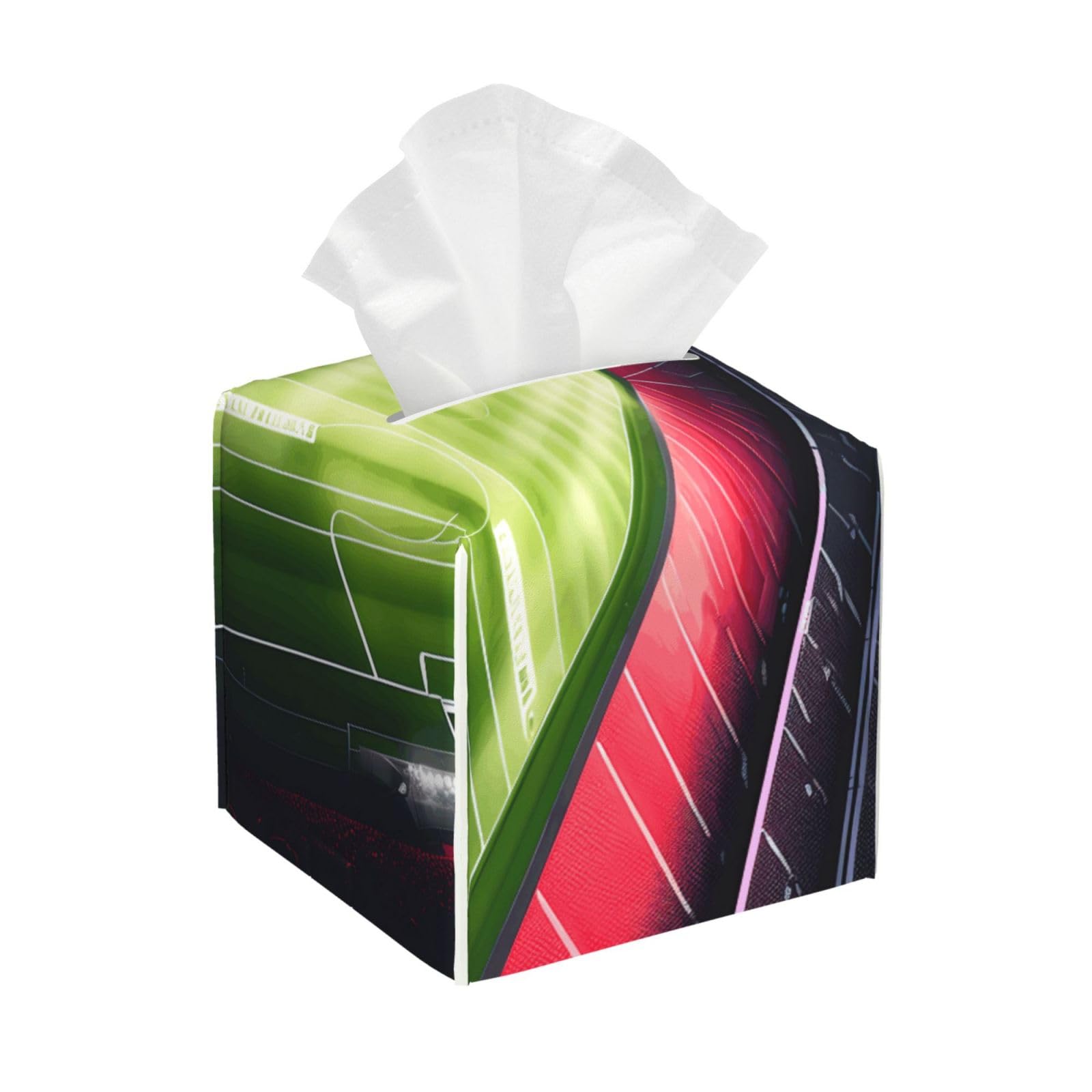 Stadium Football Satdium Field Light Night Print Tissue Box Cover Leather Holder Square Facial Paper Organizer Dispenser