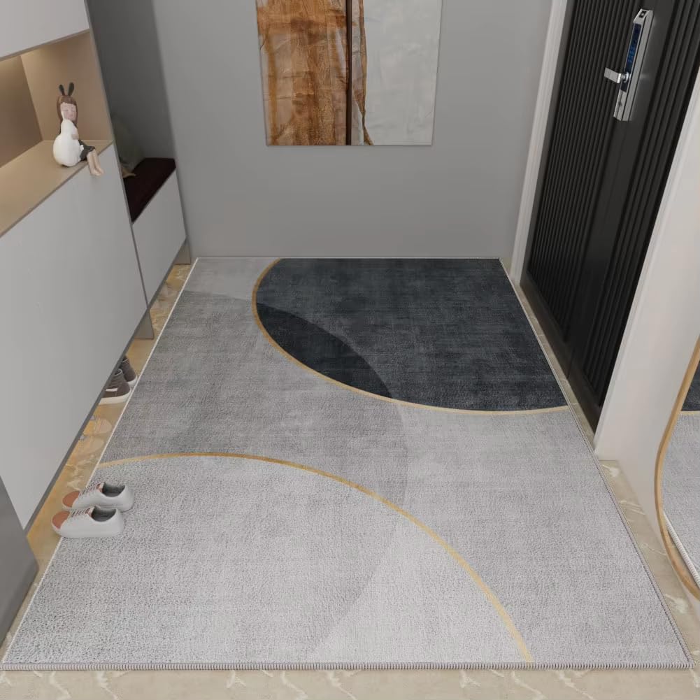 Alfombra geométrica minimalista lavable para dormitorio y cocina de hogar