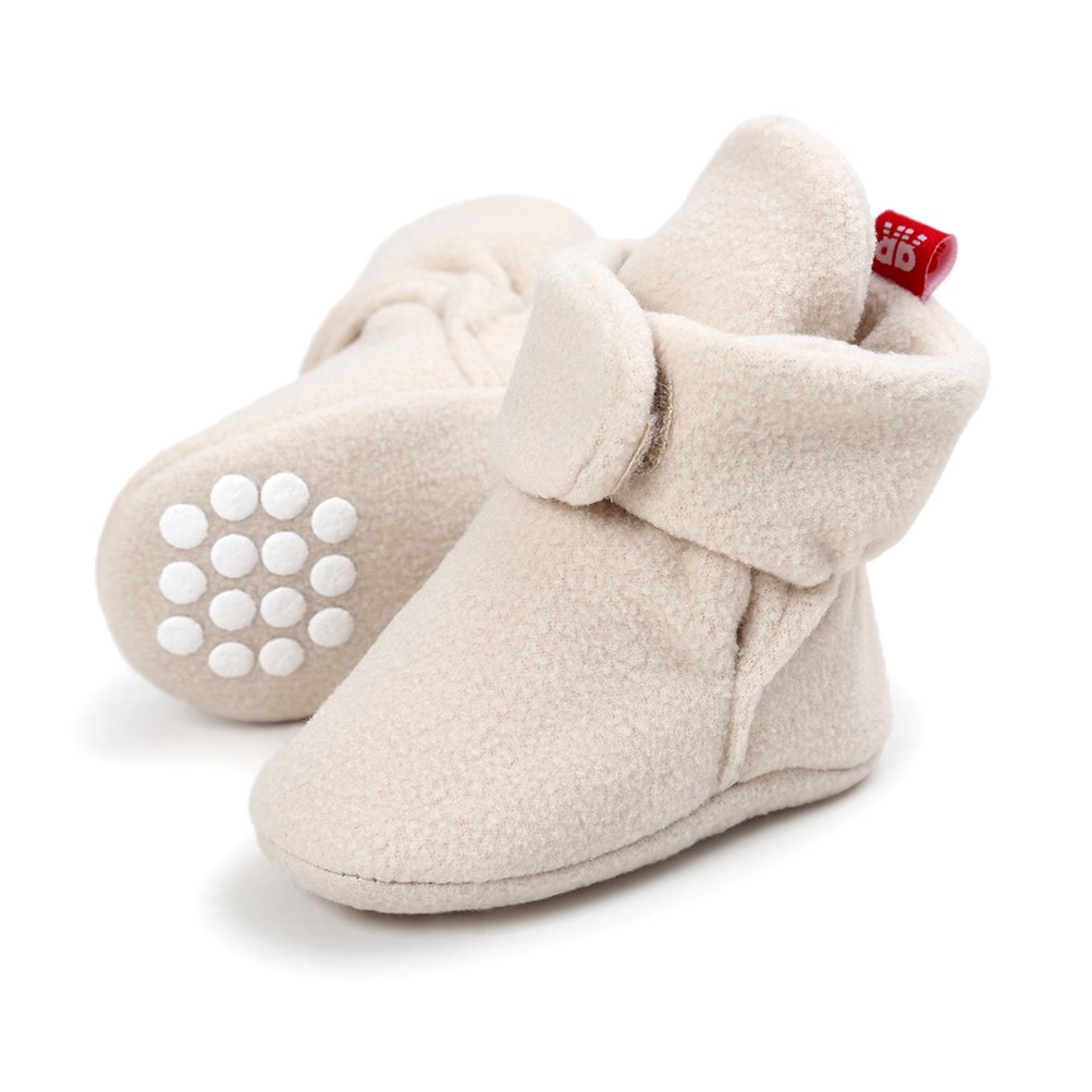 EDOTON Unisex Newborn Winter Boots Warm Stripe Bootie Non-Slip Sole Soft Stay On Ajustable Bootie Sock — view 10