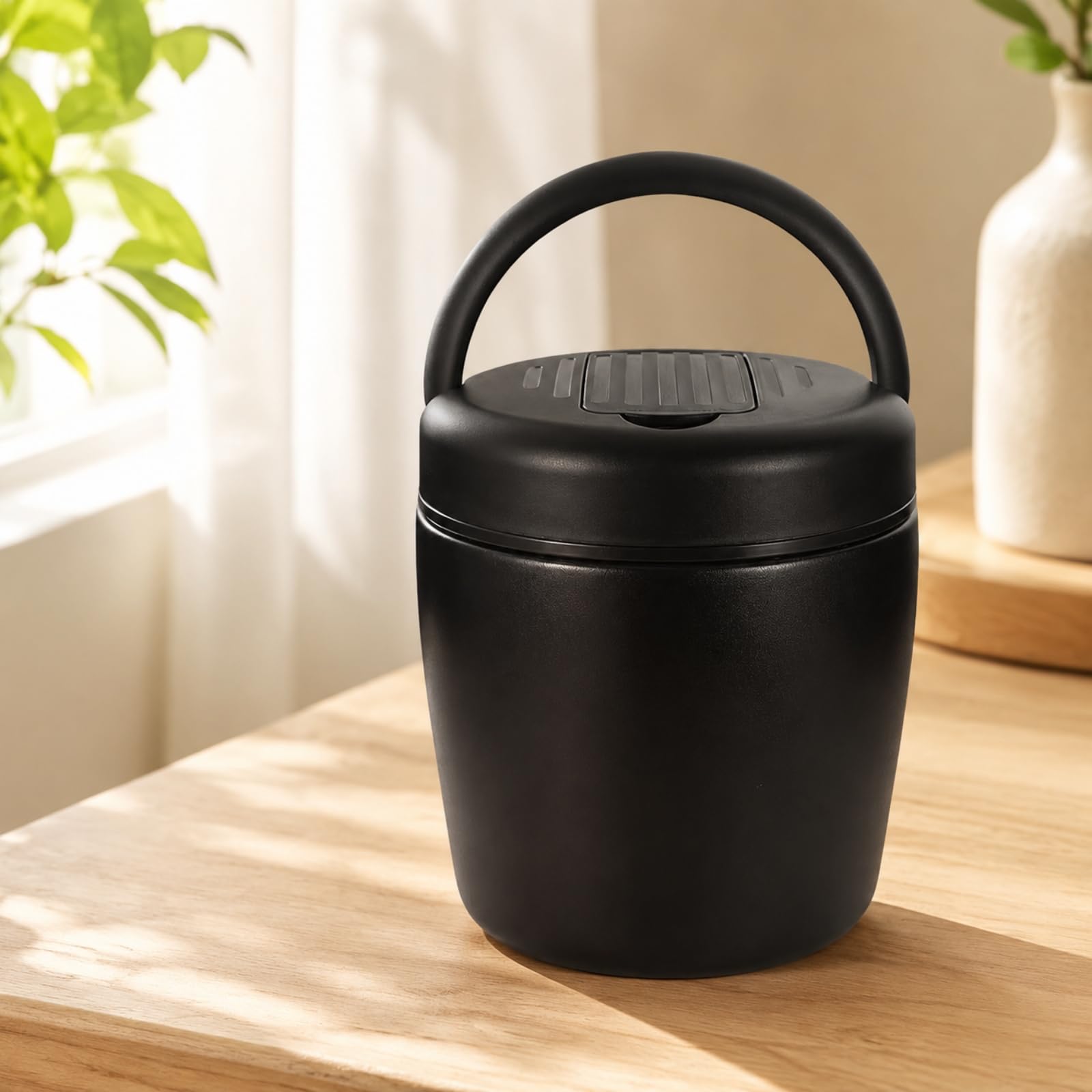 Portacomidas Acero Inoxidable 304 Resistente Al Óxido Portacomidas Acero Inoxidable Compacto Recipiente con Asa Transporte para Escuela, Negro, 1.2L