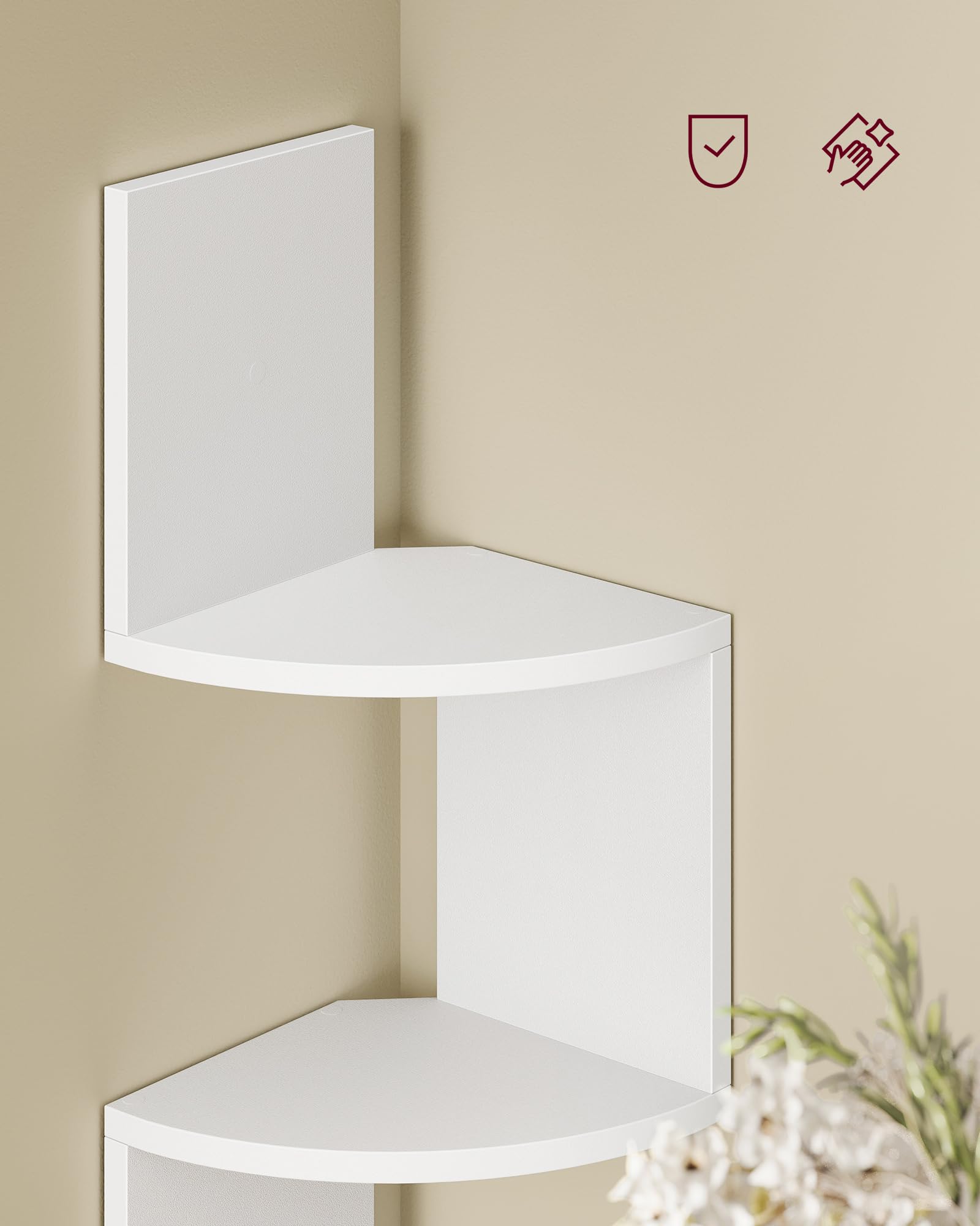 VASAGLE Custos Collection - Étagère d’Angle, Étagère Murale avec Éclairage LED, 5 Niveaux, en Zigzag, Bibliothèque, pour Chambre, Salon, Salle de Bain, avec Bouton, Télécommande, Blanc Mat LBC630W01
