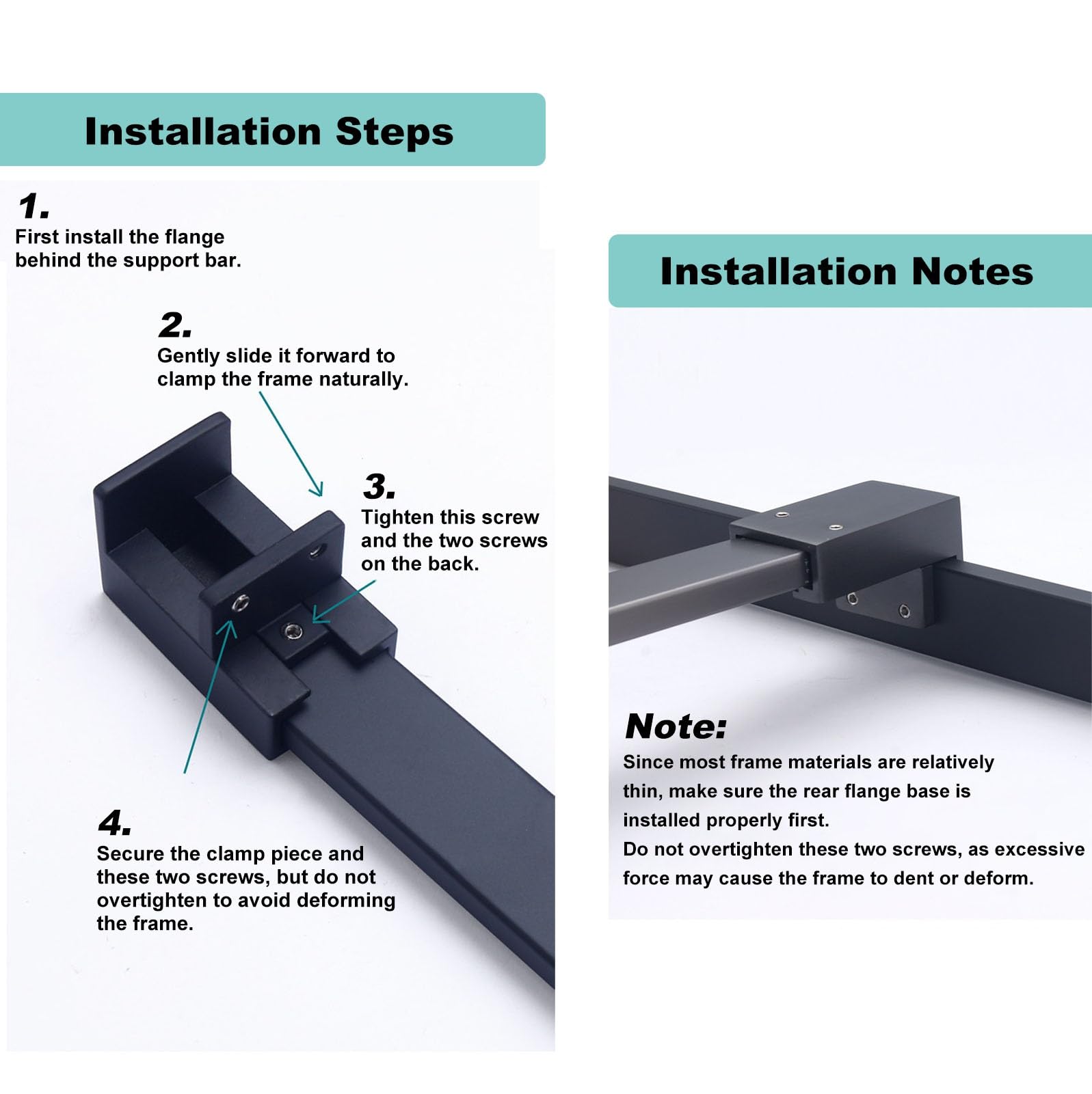 Barra Stabilizzatrice per Box Doccia Barra di Supporto Regolabile per Schermo Doccia, Asta Stabilizzatrice Robusta in Acciaio Inox 304 per Porta Doccia e Pannello Fisso, Nero Opaco(50 cm (19.7"))