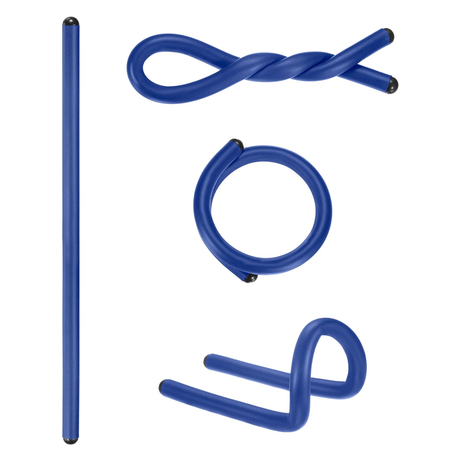 M METERXITY 4-Pack Twist Rubber Ties, 17-Inch EVA Foam Reusable Twist Ties for Organizing Bundling Cords/Wires/Cables, Bendable Rubber Tie Down Straps [Blue]