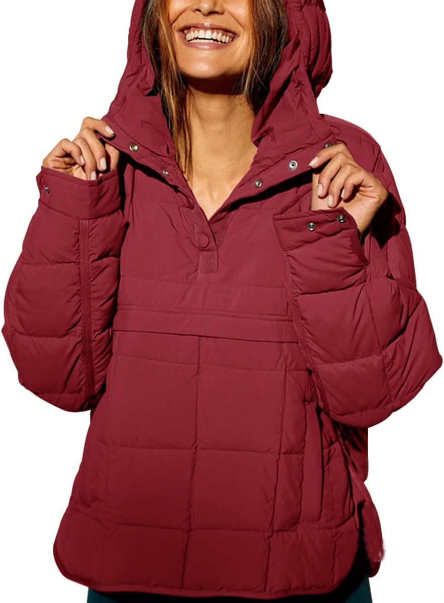 Womens Lightweight Quilted Pullover Jacket,Packable Puffer Jacket Women,Long Sleeve Lightweight Warm Tops Coat