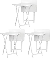 Vista 57 de PJ Wood Mesa rectangular plegable portátil para servir aperitivos, construcción de madera maciza con acabado natural (juego de 4 piezas)