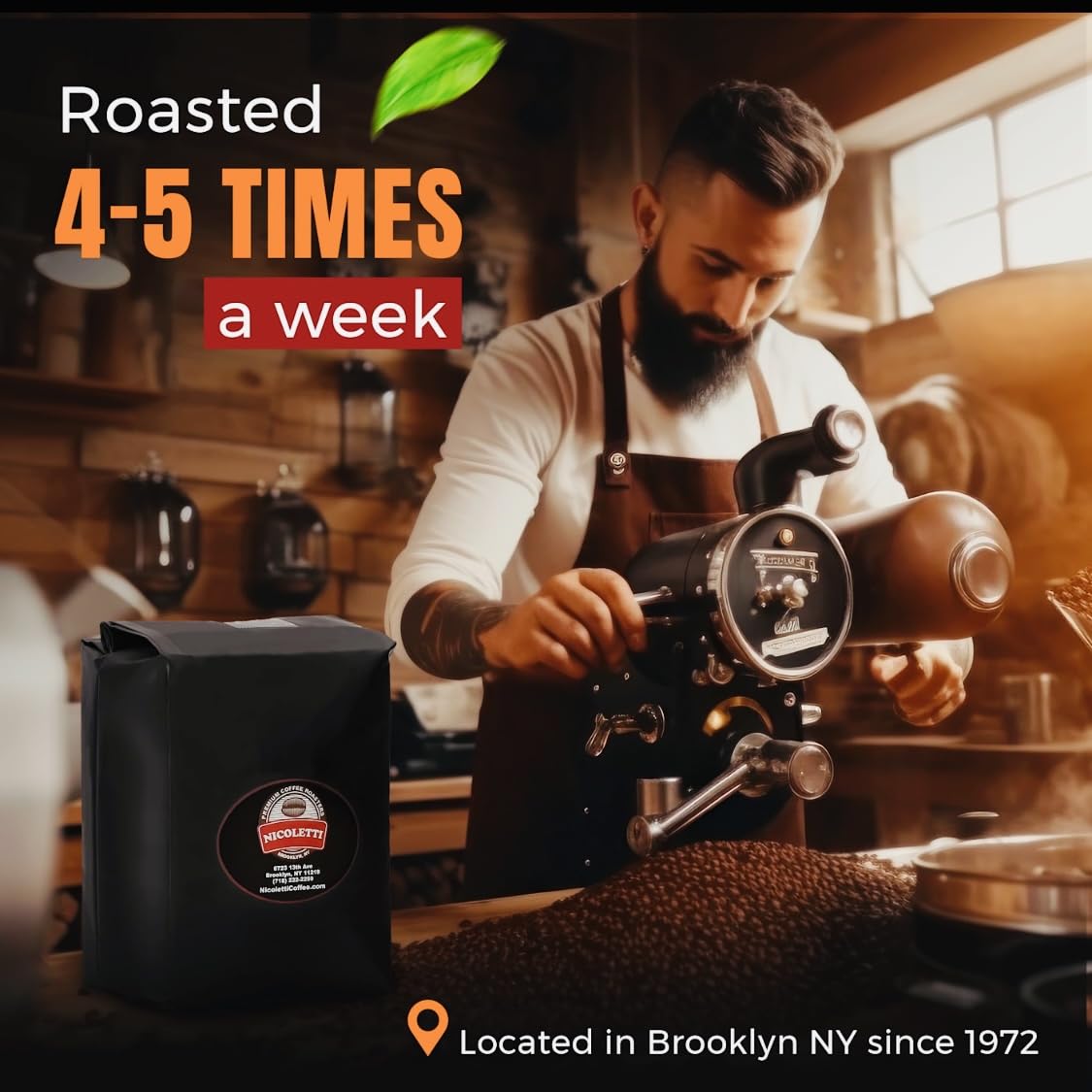 Nicoletti Coffee Espresso Roast Beans 5lb(Made in Brooklyn NY since 1972) Fresh Roasted Espresso beans with Date Stamp.