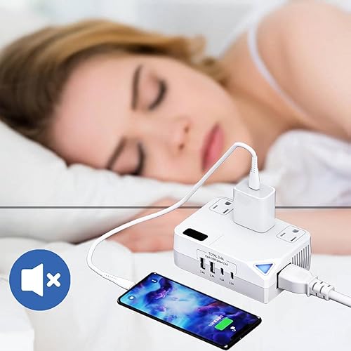 Miniatura 8 de Convertidor de viaje universal de 100 V-220 V, convertidor de voltaje de 250 W con 2 puertos de carga USB y 2 puertos de carga USB-C y 3 enchufes de