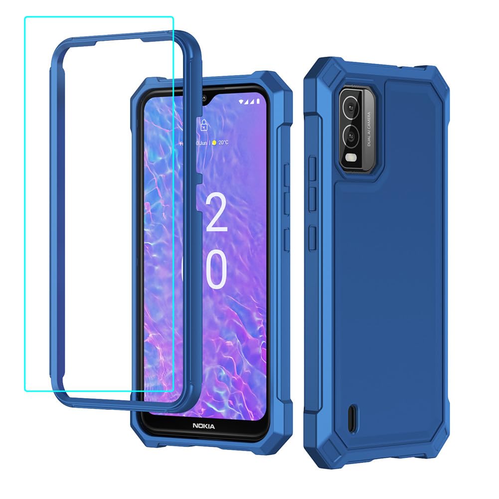 Lozeguycfor Nokia C210 Case with Screen Protector,Nokia C210 Phone Case Full Body Protection Front PC Back Soft Silicone Bumper,C210 Cover Heavy Duty Protection Shockproof Corner for Nokia C210 Blue