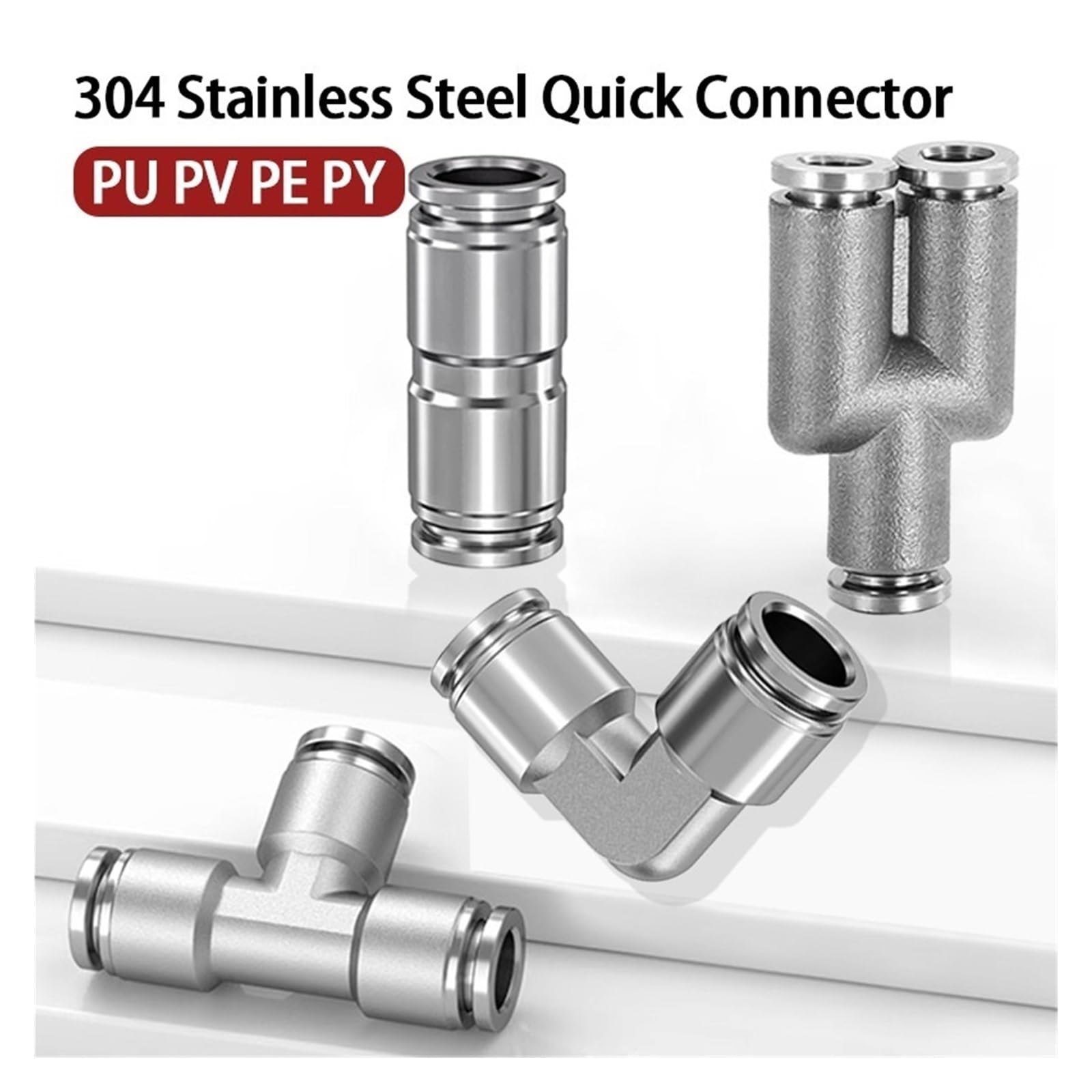 10 pz PU PV PE PY 304 Acciaio inossidabile Metallo Pneumatico Attacco rapido 4 6 8 12 Raccordo for tubo aria ad alta pressione(PV-10,10 Pcs)