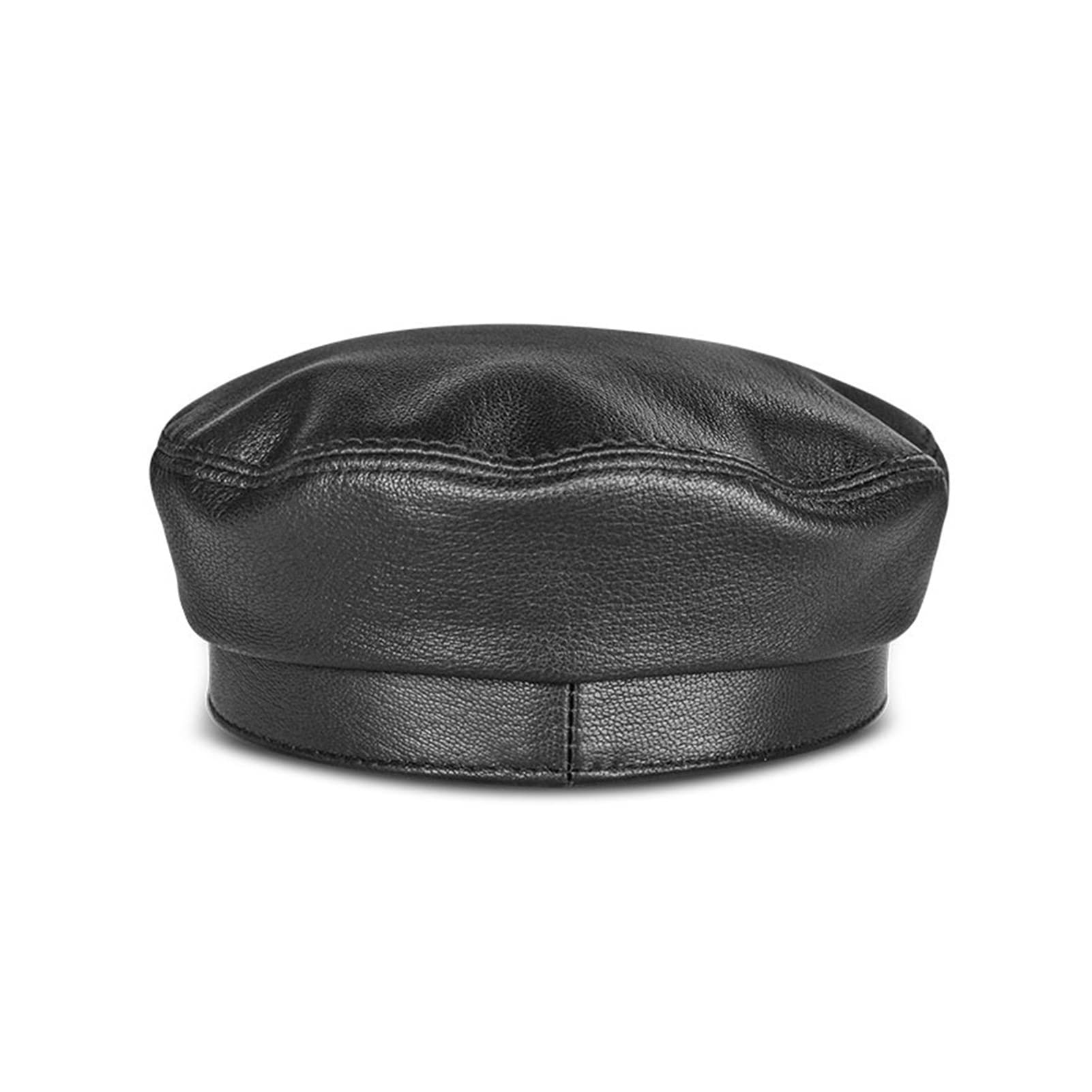Cappello da Baseball in Vera Pelle da Uomo in Vera Pelle Black Real Lerther Student Trucker Sport Cappelli Cappelli Nero(XL)