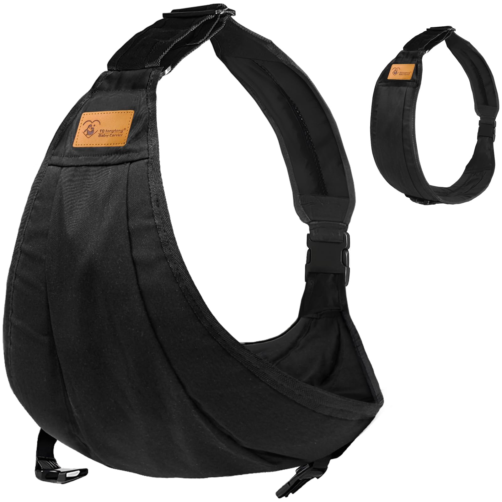 IBOPUXIU Babytragetuch, Kleinkind Trage Seitlich, Verstellbare Schulter Babytrage, Ergonomisch Hüfttrage, Kindertrage Für Neugeborene Bis 3-36 Monaten(Schwarz)
