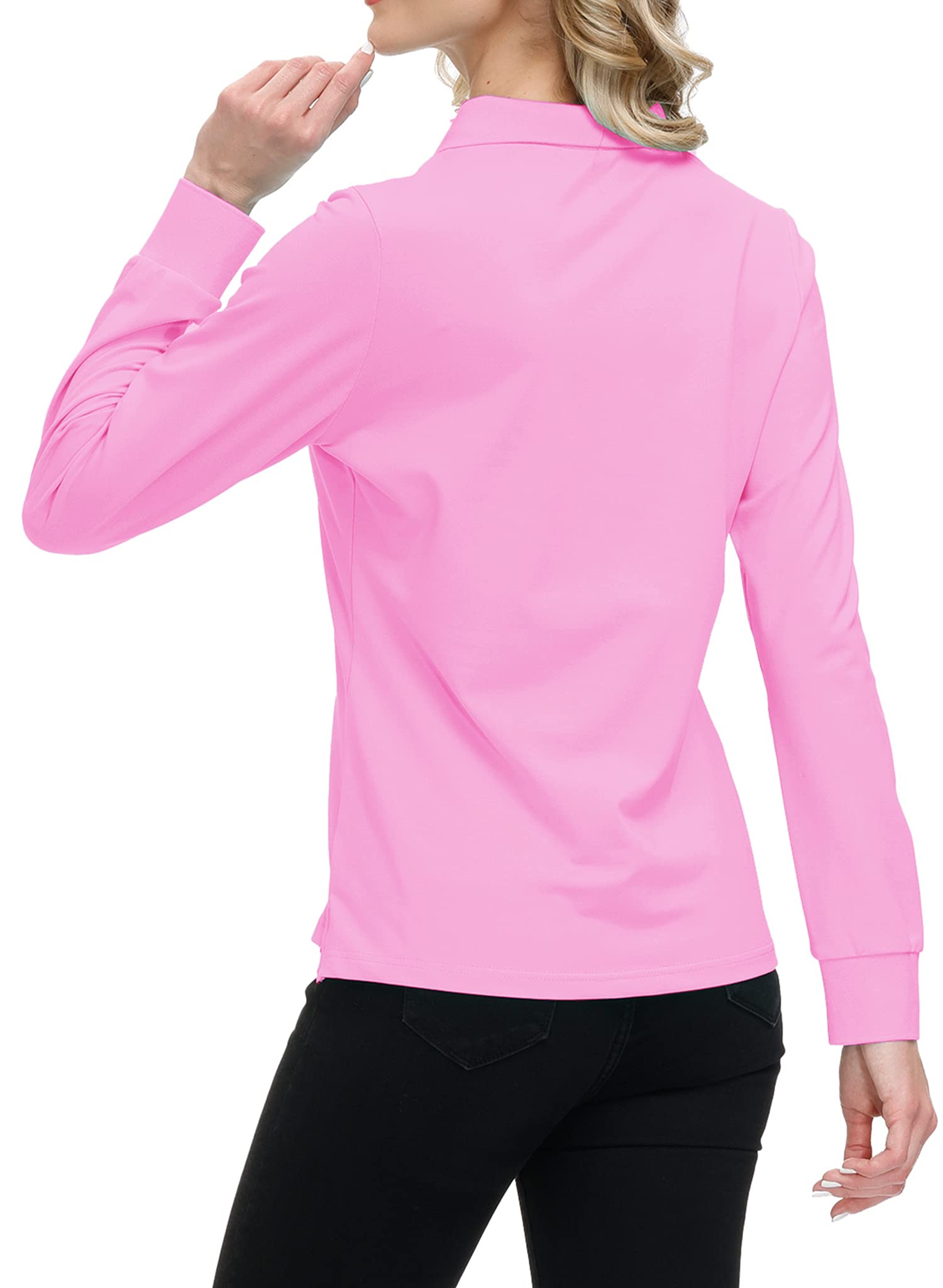 MoFiz Polo Mujer Zip Camiseta Manga Larga Invierno Algodón Trabajo Golf Tops