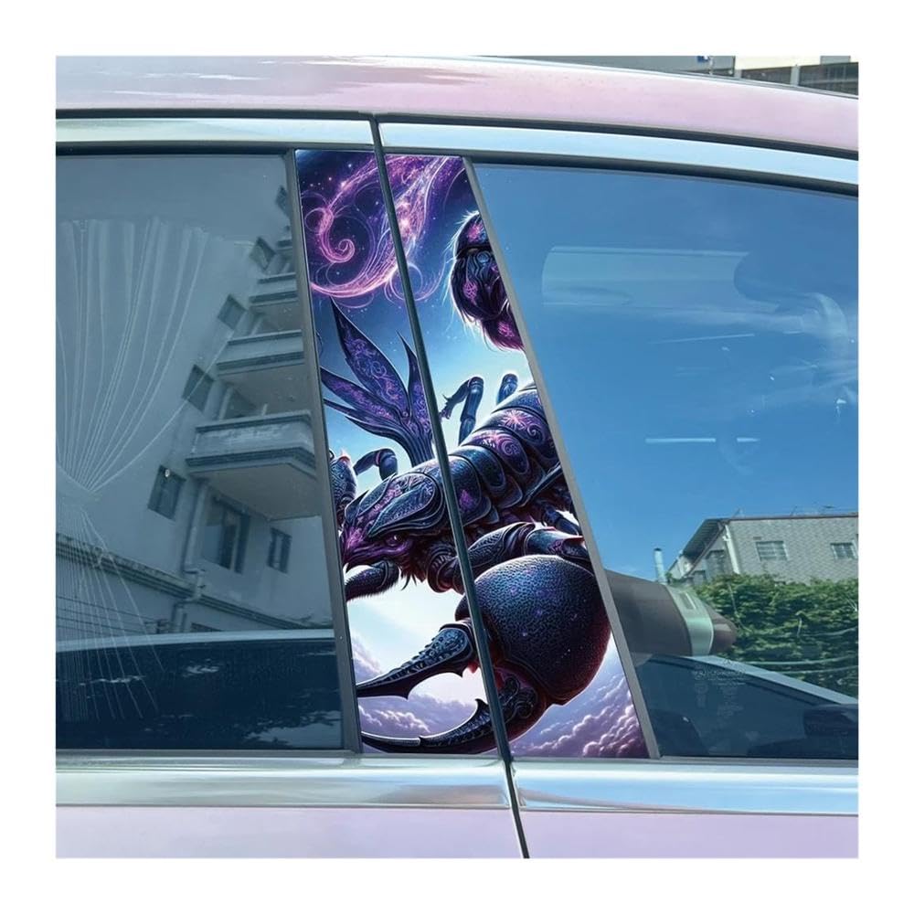 Body Parts 2pcs Car Center Pillar Sticker Creative Scorpion Auto B-Pillar Waterproof Protective Film(J)