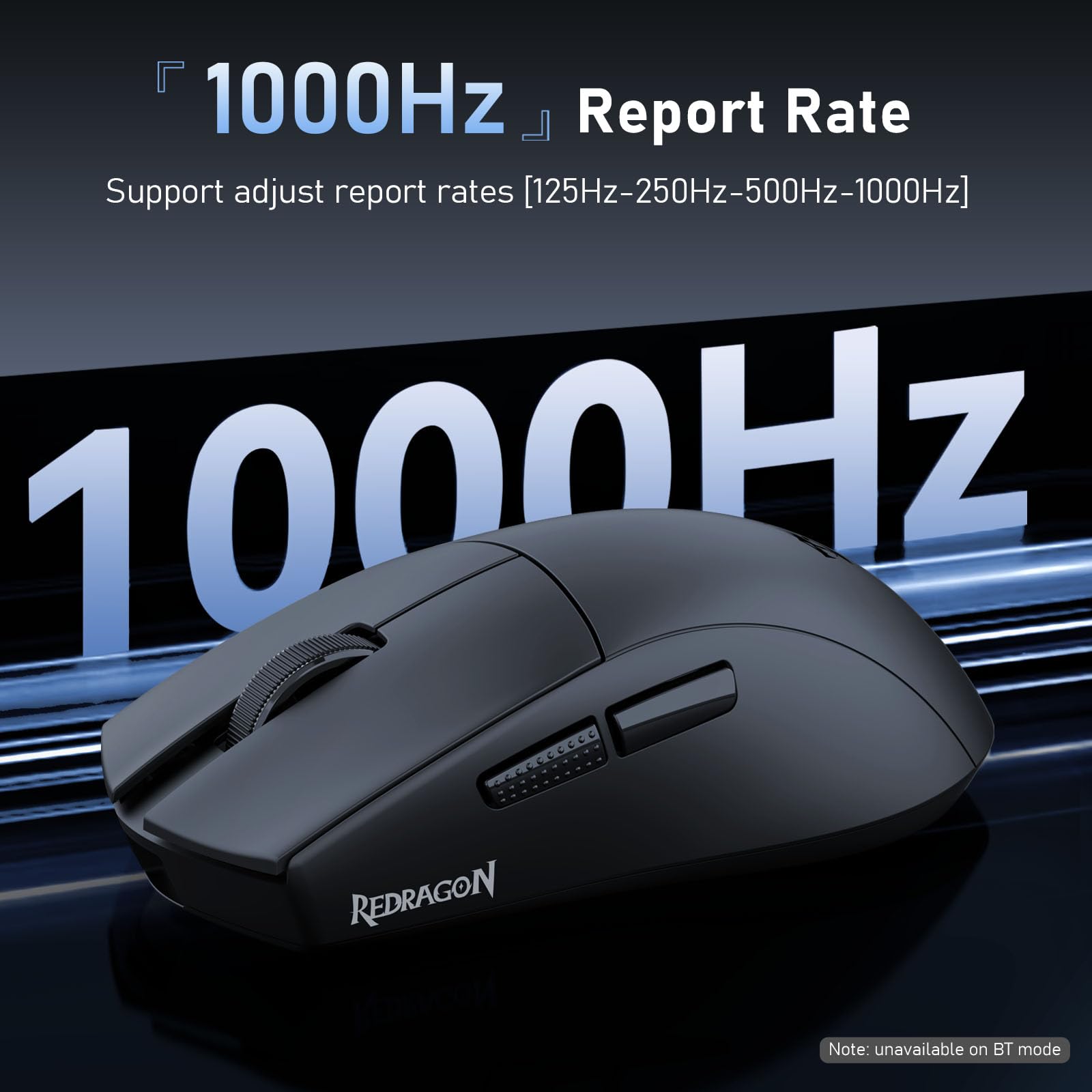 Redragon M999 Gaming Mouse, 2.4GHz/BT/Wired, Nero, Base di Ricarica