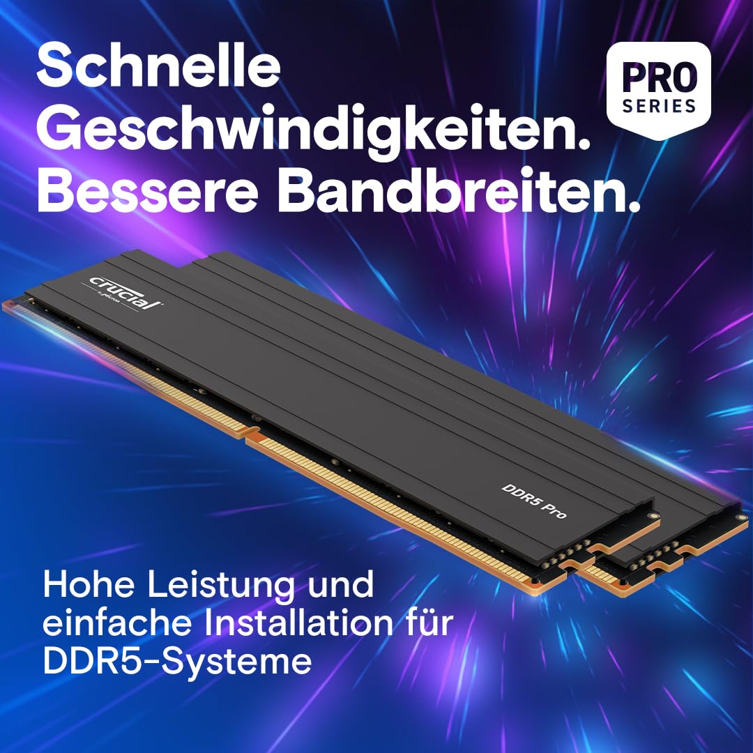 Crucial Pro DDR5 RAM 32GB Kit (2x16GB) 5600MHz, Intel XMP 3.0 / AMD Expo, PC Computer Arbeitsspeicher - CP2K16G56C46U5