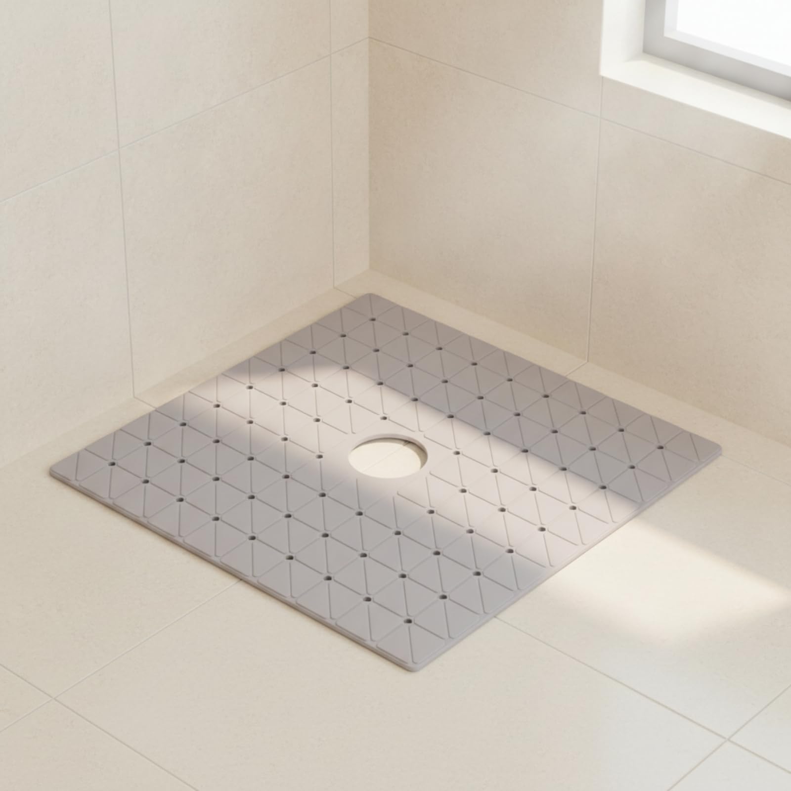 Badematte rutschfest Duschmatte Wanneneinlage Antirutschmatte aus Weichem mit Lochraster zur Entwässerung Und Haftender Oberfläche für Badewanne, Schwarz, 24 24 Zoll