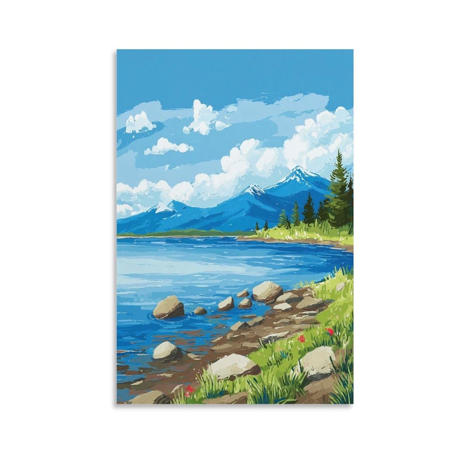 Iliamna Lake Poster 20x30inch(50x75cm) Vintage Watercolor Canvas Art