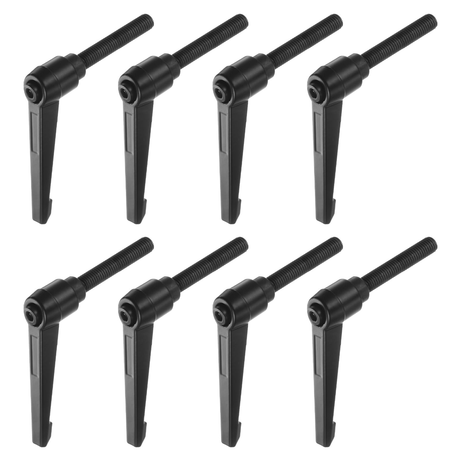 QUARKZMAN 8uds Ajustable Sujeción Palanca Manijas M10 x 60mm Macho Rosca Perno Perillas Giratorio Tornillo Bloqueo Rápida Liberación Trinquete Pulsador Botón Mango, Negro