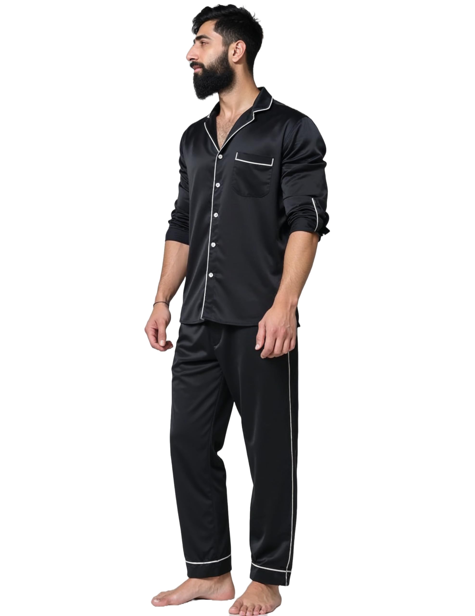 alldaysilk Men’s Black Silk Pajama Set | Timeless Elegance Meets Modern Comfort | Soft, Breathable Luxury Sleepwear-picture-51