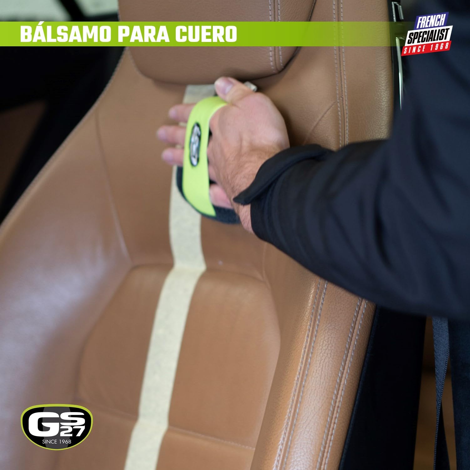 GS27 - Bálsamo para Cuero de Coche - Cuidado del Cuero de Coche Natural, Tintado o de imitación - Protege e impermeabiliza - 375 ml