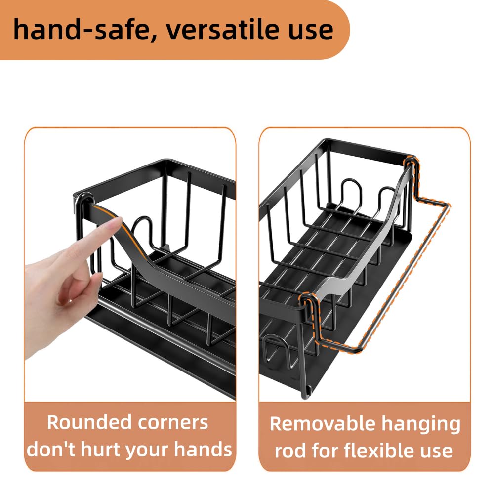 Spüle Schwammhalter, Küche Spüle Caddy Veranstalter, 304 Edelstahl Geschirr Schwamm Veranstalter mit Auto Drain Tray, Dish Seifenspender Pinselhalter Lagerung