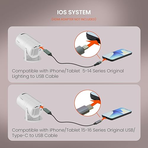 Miniatura 4 de Bluetooth bidireccional 5.2 Mini proyector portátil 4K 1080P proyección compatible, proyector inteligente Tecaki con soporte giratorio de 180,