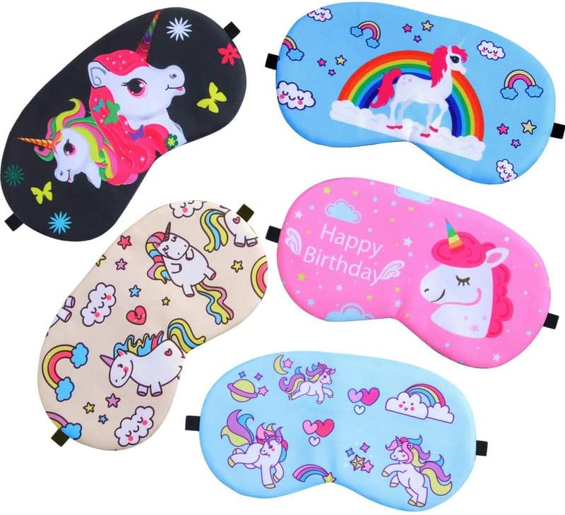 Gejoy 5 Pieces Unicorn Sleeping Mask Blindfold Sleep Mask Eye Mask Cover for Men Women Kids