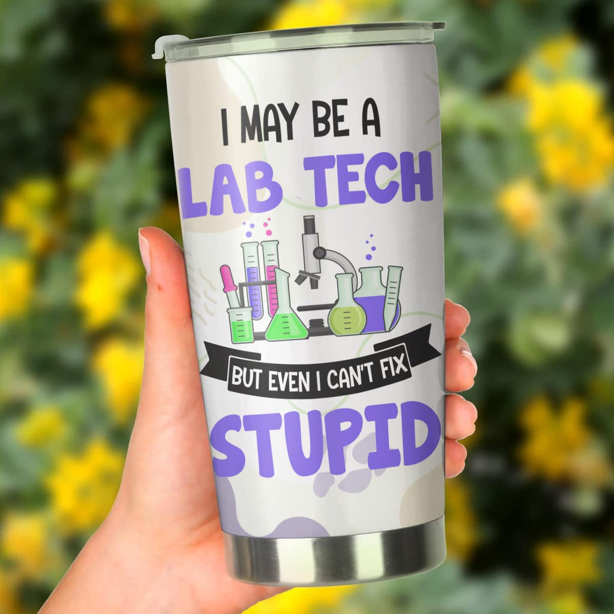 MEDROC Medical Laboratory Technician Tumbler Stainless Steel 20oz, Can't Fix Stupid Lab Tech Gift For Birthday Christmas, Medical Laboratory Professionals Week Gifts For Technician Men Women