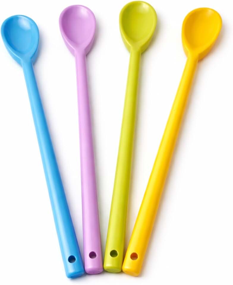 Colher Plástica 36cm Profissional Cabo Longo – Super Resistente, Ideal para Panelas Fundas, Multicores.