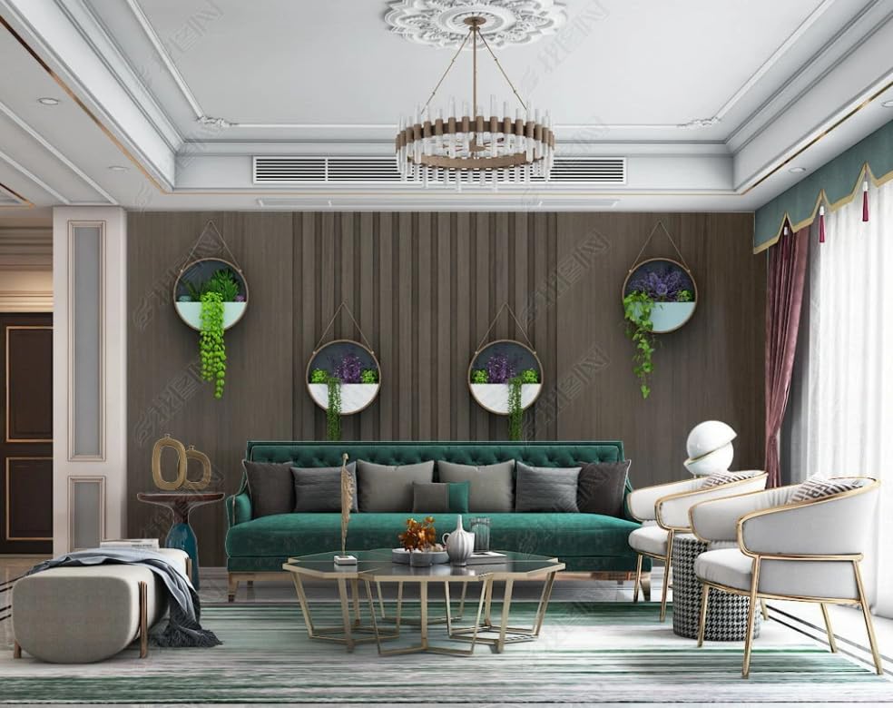 Papier peint intissé plante verte pour agrandir visuellement un salon ou une chambre