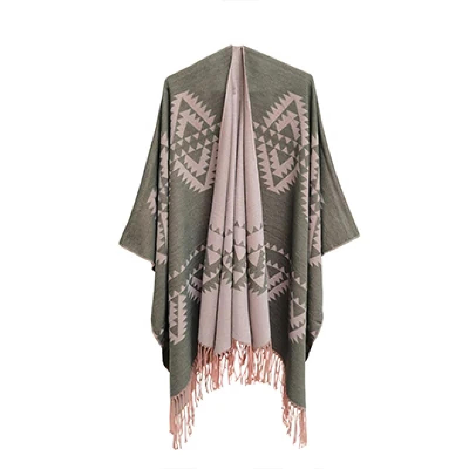 Sciarpa Scialle Invernale Sciarpe Sciarpa con Stampa Geometrica E Nappa, da Donna, Invernale, Calda, Lunga, Avvolgente, Comoda, Boho, Spessa, Coperta
