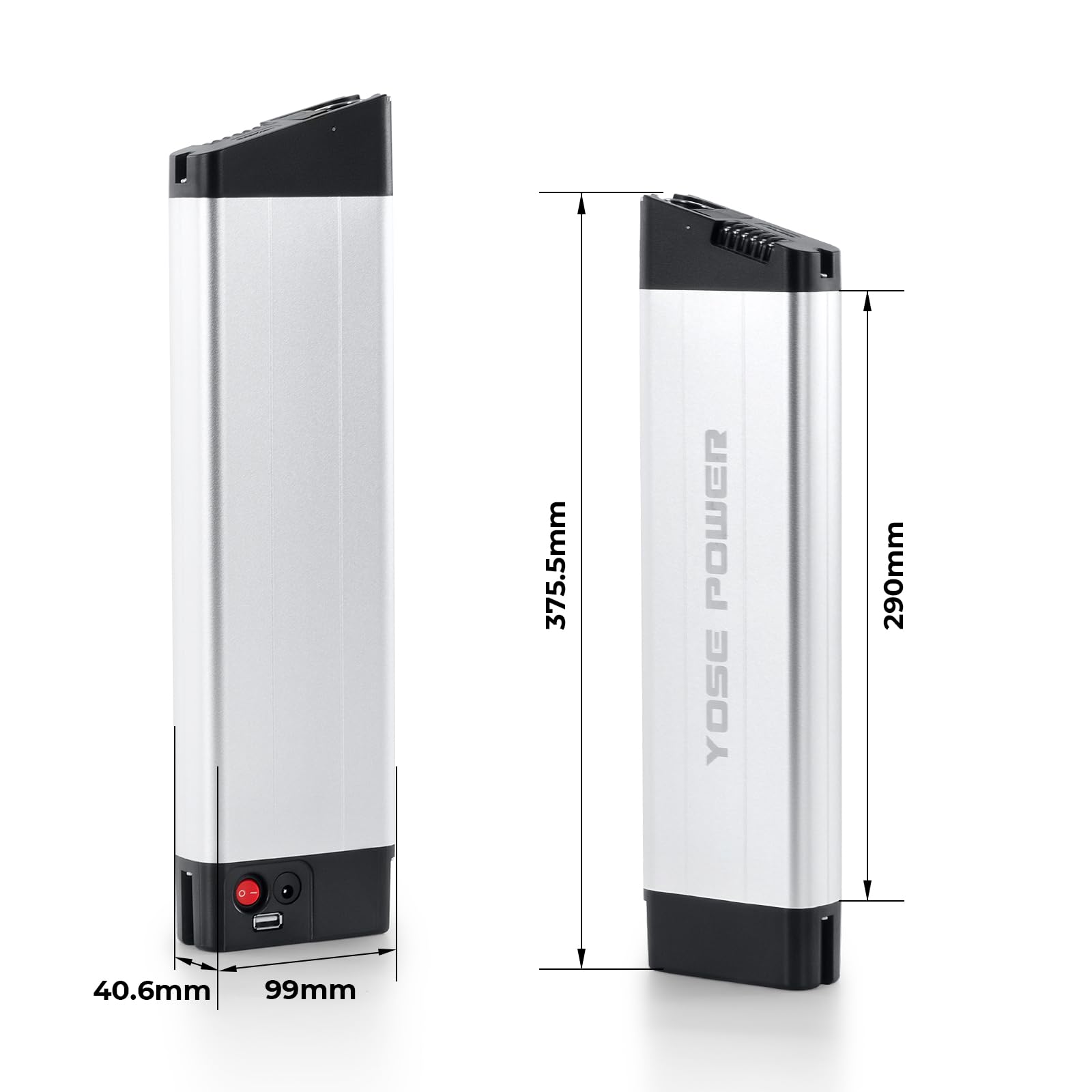 YOSE POWER E-Bike Batterie 36V 11.6Ah In-Frame Akku mit USB für 36V 250W / 350W / 500W / 800W Motor passt auf LLobe City III, CitySport 2, FML 810 und FML 830