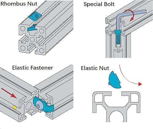 Miniatura 5 de Paquete de 4 perfiles de extrusión de aluminio 2020 de longitud de 13.78 pulgadas  13.780 in, amarillo, 0.787 x 0.787 in, serie 20 T, tipo T,
