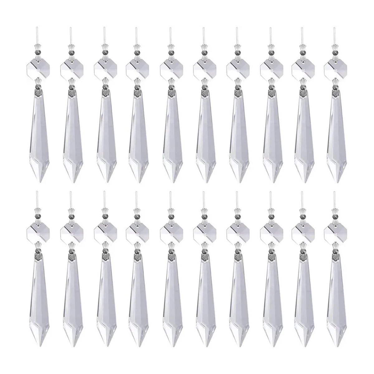 Crystal Chandelier Prism, Sun Catcher, 20pcs Clear Crystal Chandelier Icicle Prism Pendant Rainbow Prisms Lamp Parts Accessories Home Decor(20pcs-ab picture 2,38mm icicle)
