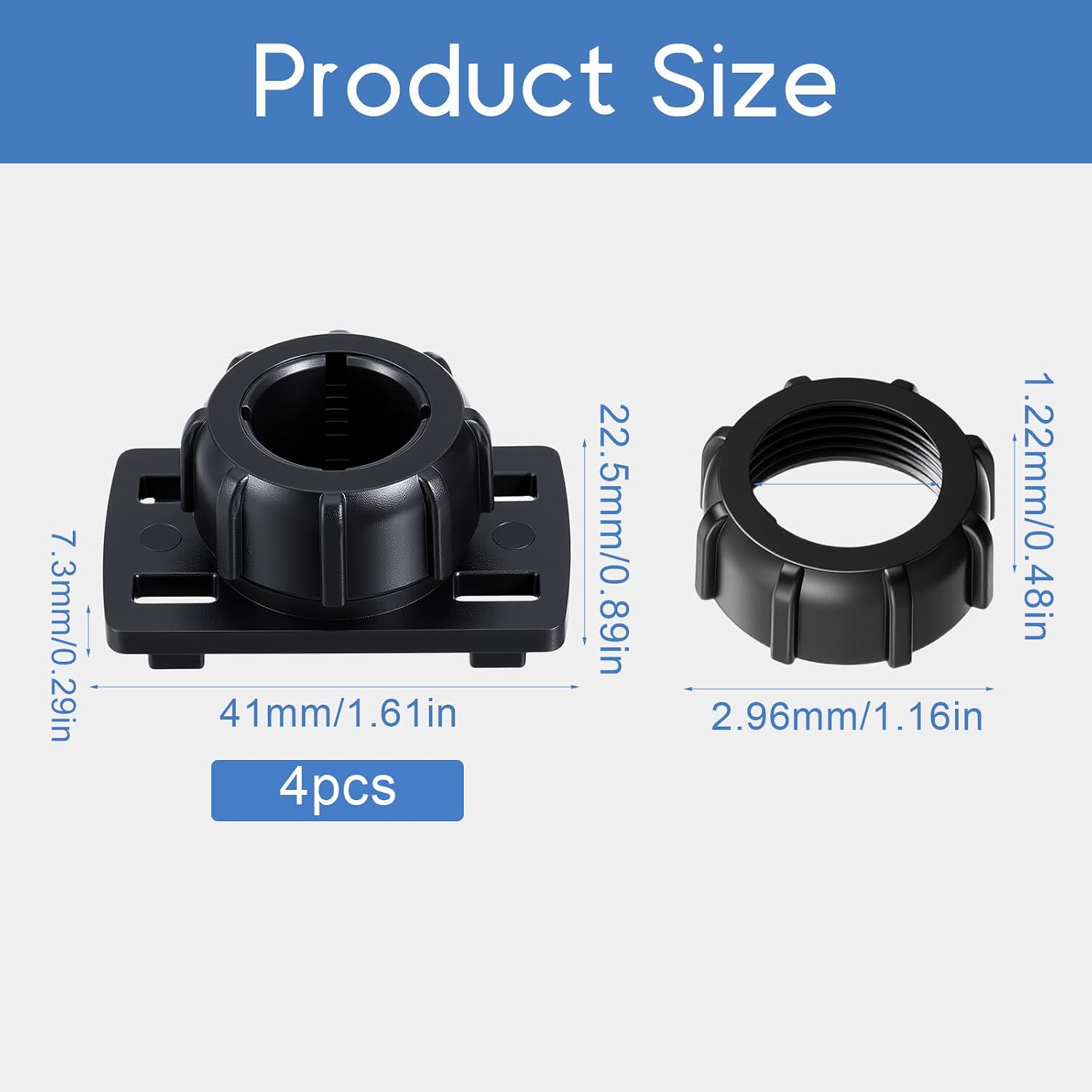 4 Pack Tightening Nut with 4 Button Lock Replacement 17mm Ball Joint Mount Socket Ball Joint Socket to 4-Button Lock Adapter Connector Base Support Mount Stand Bracket for Screen Holder Backup Camera image 2