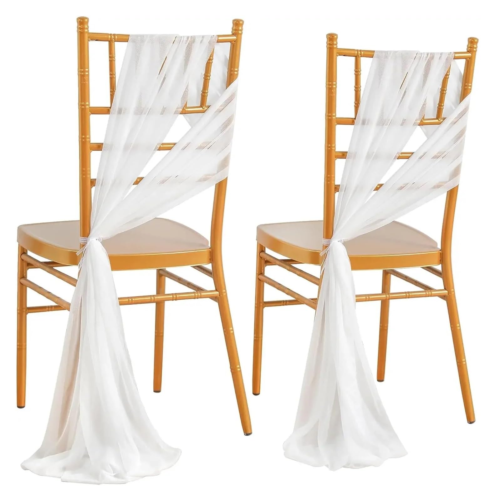 Stuhlschleifen 24 Stück 17x250cm Grün Chiffon Stuhlschärpen 12er Set Schärpen Hochzeit Stuhlhussen Band Party Gang Stuhl Dekor(DarK champagne)