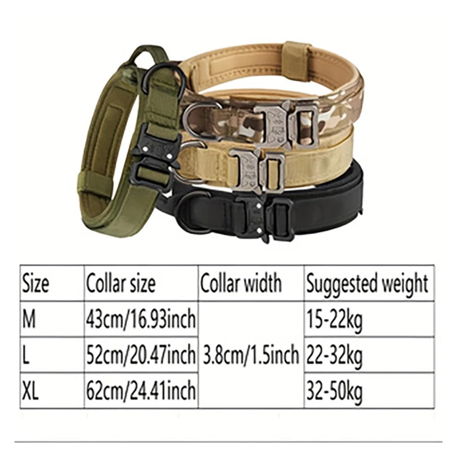 Collar de Perro Nailon con asa, Hebilla Metal