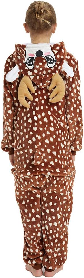 Kids Deer Onesie Girls Reindeer Costume Funny Animal Pajama Halloween Christmas Party - Image 4