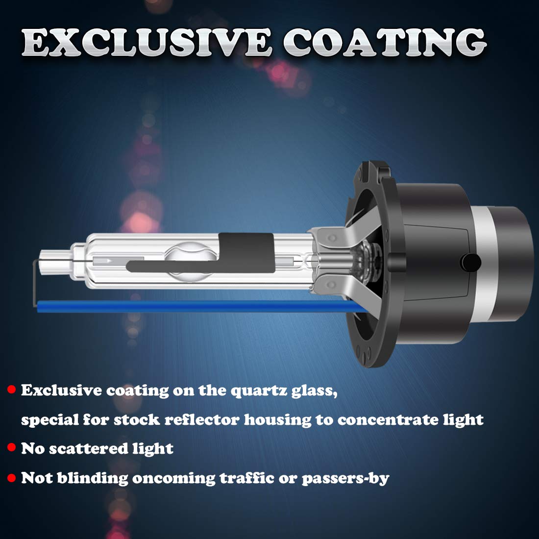 TECTICO D2R 35w Lampadina per fari allo xeno 8000K 12v blu freddo +300% Alta Luminosità Kit di conversione lampadina Bi HID, 2 lampadine