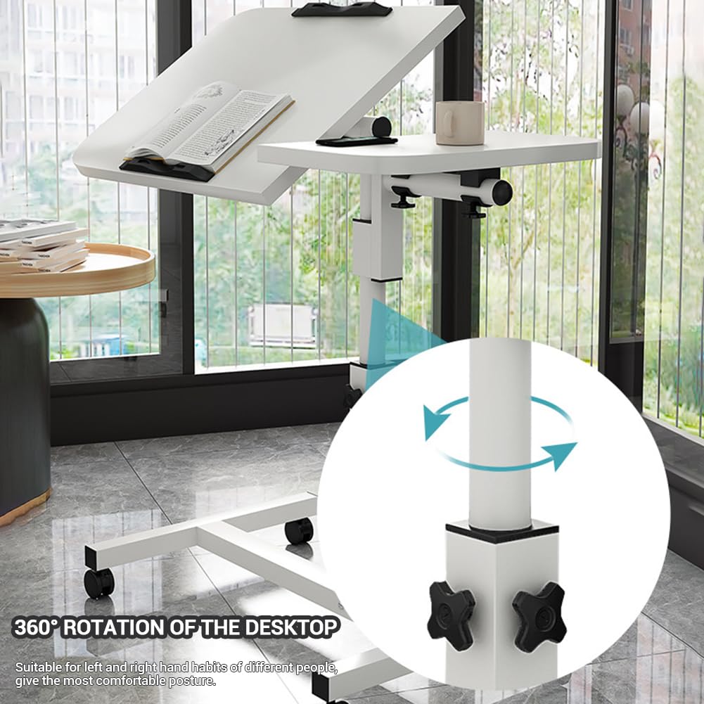 Mesa de cama con ruedas de altura ajustable, mesa móvil para discapacitados para comer, mesa de hospital sobre la cama, sofá sobre la cama, mesa auxiliar con bandeja, carrito de escritorio