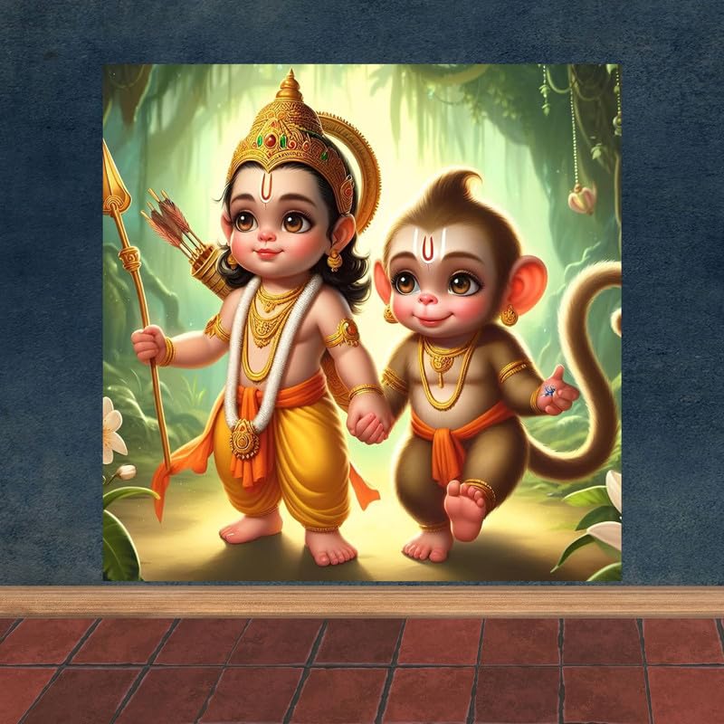 Image of British Terminal Cute little Bal Gopal Baby God Krishna| Kanha Ji | Laddu Lord Makhan Chor Painting Religious Poster for Pregnant Women for wall (matt thin vinyl,sticker,multicolor,unframed)| bj446