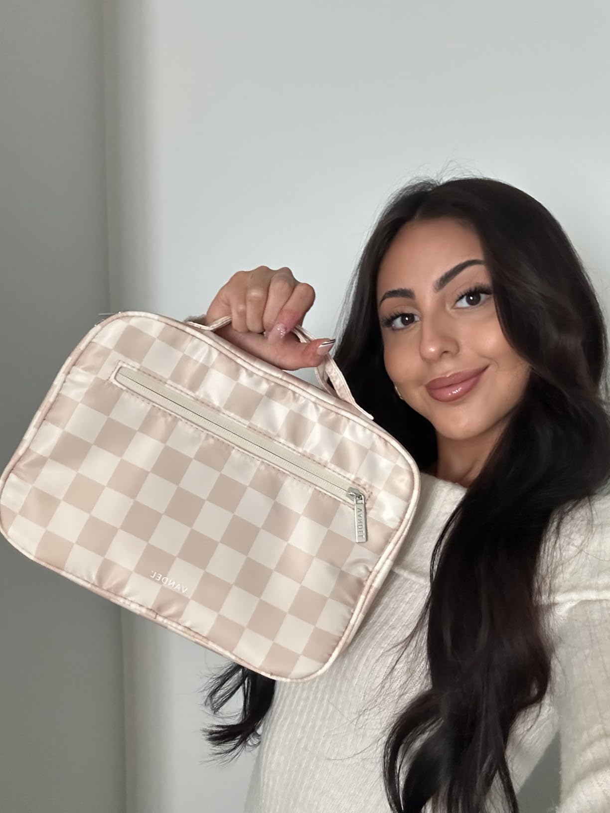 VANDEL Waterproof Hanging Toiletry Bag [TSA-Approved] Hanging Makeup Organizer Bag, Cosmetic Travel Bags for Women, Makeup Case Toiletries Organizer Hygiene Bathroom Shower Caddy - Blue Gingham