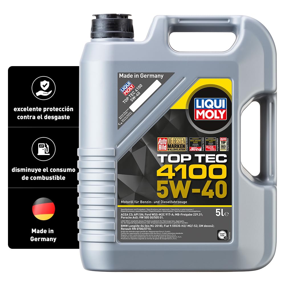LIQUI MOLY Top Tec 4100 5W-​40 | 5 L | Tecnología de síntesis Aceite de motor | 9511