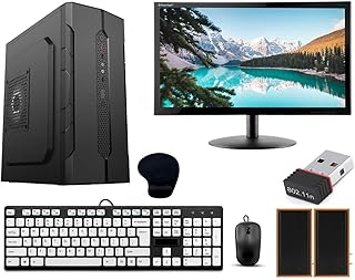 Desktop Computer Set with i5 3470, 8GB RAM, 256GB SSD, 19-inch Monitor, Keyboard, Mouse, WiFi, Speakers, Windows 10, Black